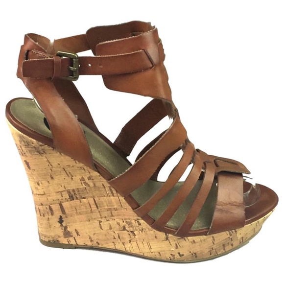 G by Guess Shoes - G by Guess Brown Gladiator Platform Wedge Sandals